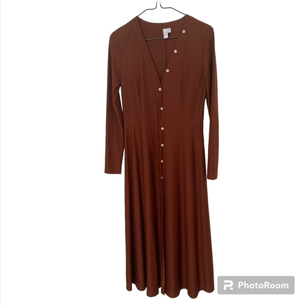 & OTHER STORIES BOTTON DOWN MIDI BROWN DRESS - Picture 2 of 4